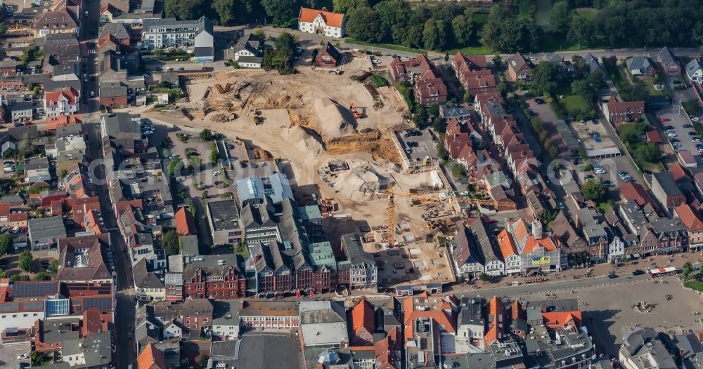 Aerial photograph Husum - Construction site for the shopping center THEO Shopping-Center in Husum North Friesland in the state Schleswig-Holstein, Germany