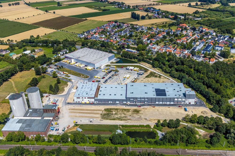 Aerial image Soest - Construction site with earthworks on the premises of the Kuchenmeister GmbH on the Hammer road in Soest in the state of North Rhine-Westphalia, Germany