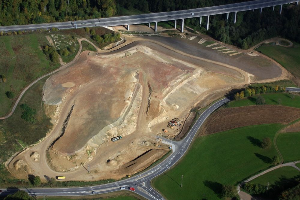 Aerial image Inzlingen - Construction site for the expansion of the motorway BAB A 98 in Inzlingen in the state Baden-Wuerttemberg