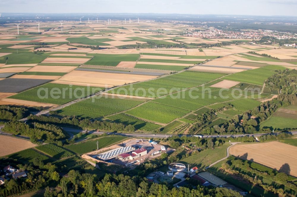 Insheim from above - Power plants of geo-thermal power station on A65 in Insheim in the state Rhineland-Palatinate