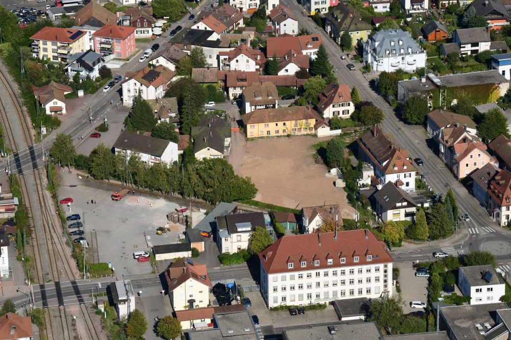 Aerial image Schopfheim - Construction site with development- and demolition works in the area of lay-out plan Kohlegaesslein in Schopfheim in the state Baden-Wurttemberg, Germany