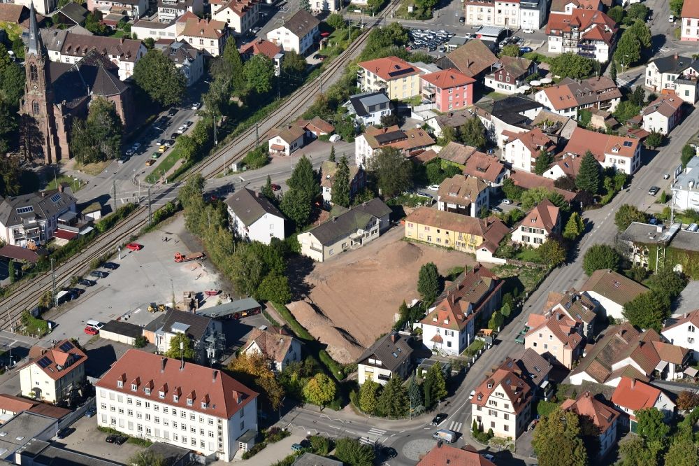 Aerial photograph Schopfheim - Construction site with development- and demolition works in the area of lay-out plan Kohlegaesslein in Schopfheim in the state Baden-Wurttemberg, Germany