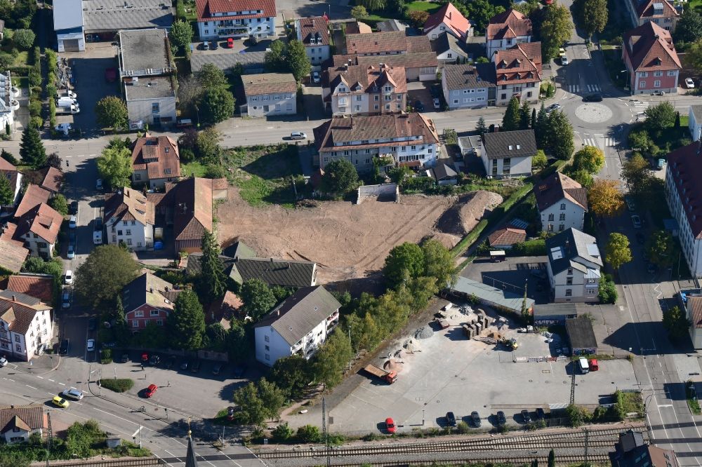 Schopfheim from the bird's eye view: Construction site with development- and demolition works in the area of lay-out plan Kohlegaesslein in Schopfheim in the state Baden-Wurttemberg, Germany