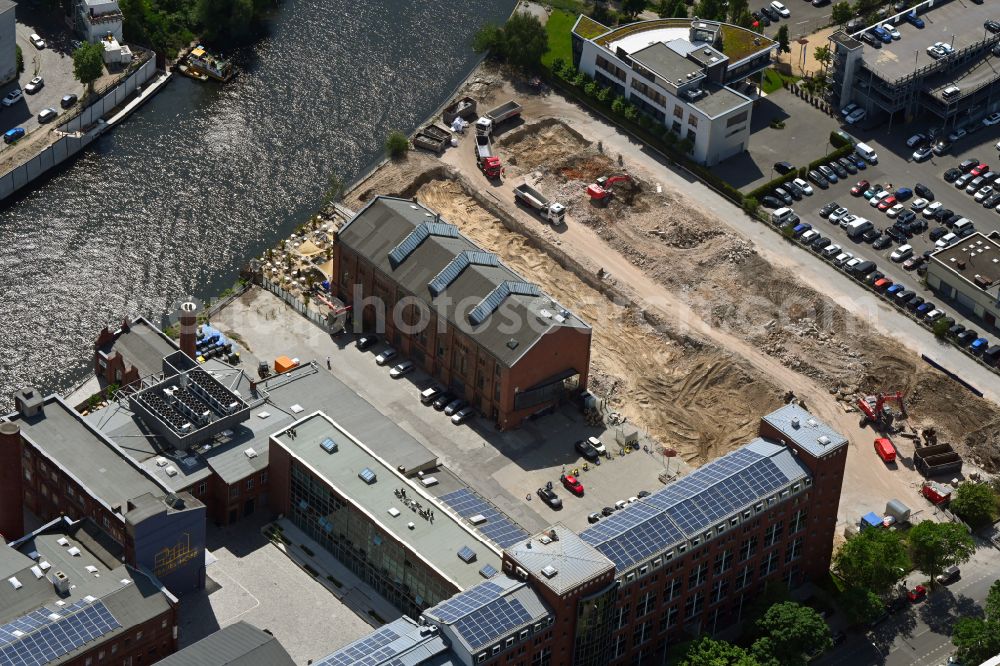 Aerial image Berlin - Construction site with development works and embankments works on Franklinstrasse in the district Charlottenburg in Berlin, Germany