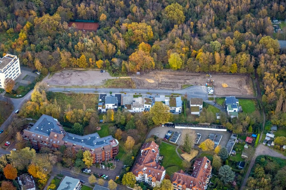 Gelsenkirchen from above - Construction site with development works and embankments works on street Leithestrasse in the district Ueckendorf in Gelsenkirchen at Ruhrgebiet in the state North Rhine-Westphalia, Germany