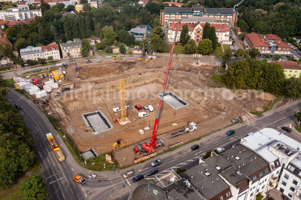 Aerial photograph Bernau - Construction site with development works and embankments works Mehrzweckhalle Bernau in Bernau in the state Brandenburg, Germany