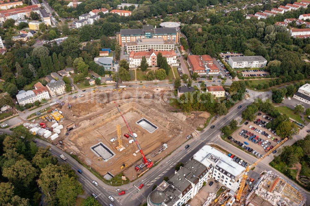 Aerial image Bernau - Construction site with development works and embankments works Mehrzweckhalle Bernau in Bernau in the state Brandenburg, Germany