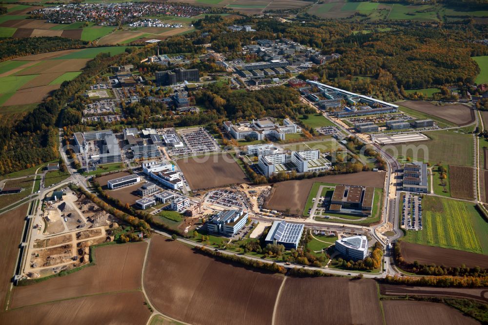 Aerial image Ulm - Construction site with development works and embankments works for new settlement on Marie-Goeppert-Mayer Strasse in Ulm in the state Baden-Wurttemberg, Germany