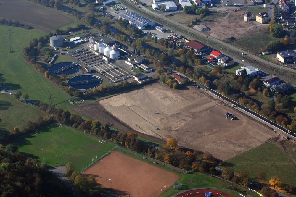 Aerial image Steinen - Construction site with development works and embankments works for a new industrial area in Steinen in the state Baden-Wuerttemberg