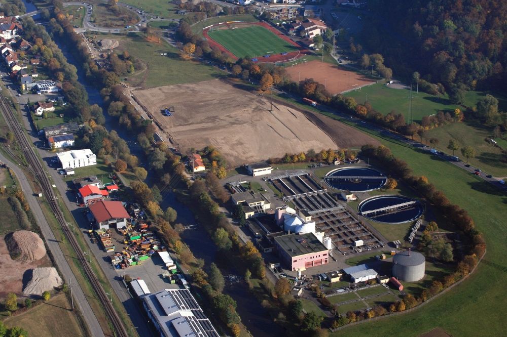 Steinen from above - Construction site with development works and embankments works for a new industrial area in Steinen in the state Baden-Wuerttemberg