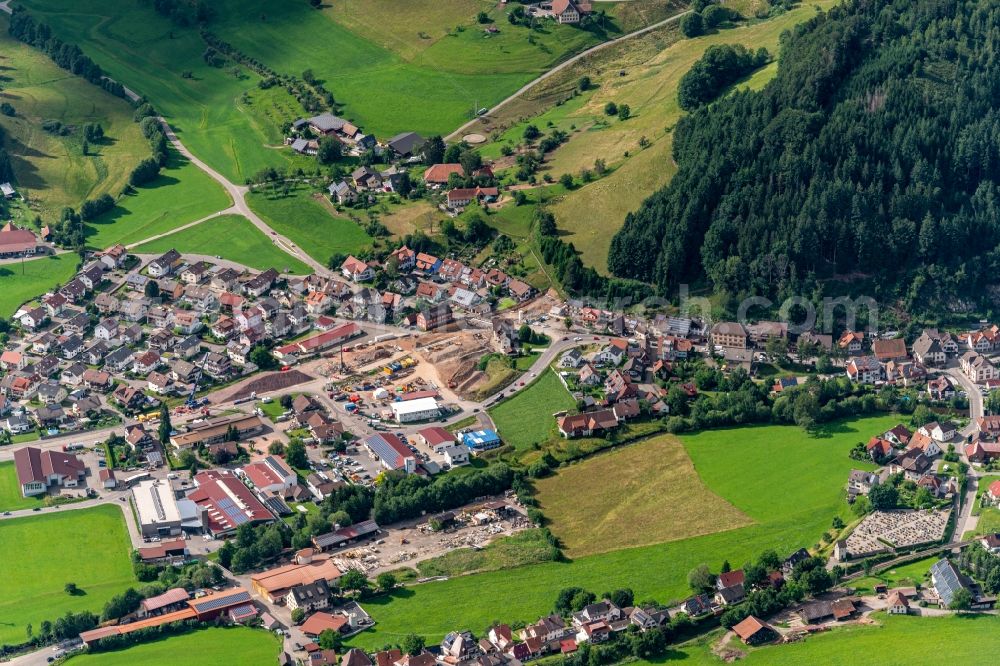 Aerial image Oberwinden - Construction site with development works and embankments works Im Ort in Oberwinden in the state Baden-Wuerttemberg, Germany