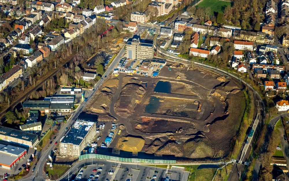 Aerial photograph Dortmund - Construction site with development works and embankments works in the district Zechenplatz in Dortmund in the state North Rhine-Westphalia, Germany