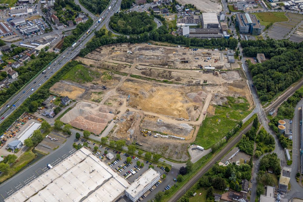Aerial image Bochum - Construction site with development works and embankments works at Ostpark for the quarter Feldmark in the district Altenbochum in Bochum at Ruhrgebiet in the state North Rhine-Westphalia, Germany