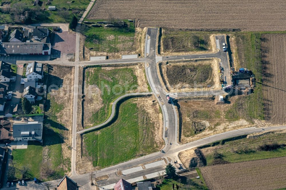 Aerial image Reute - Construction site with development works and embankments works Reute bei Freiburg in Reute in the state Baden-Wuerttemberg, Germany