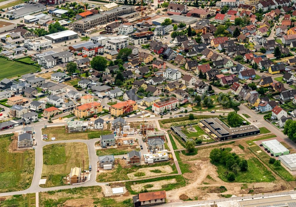 Aerial photograph Rust - Construction site with development works and embankments works in Rust in the state Baden-Wurttemberg, Germany