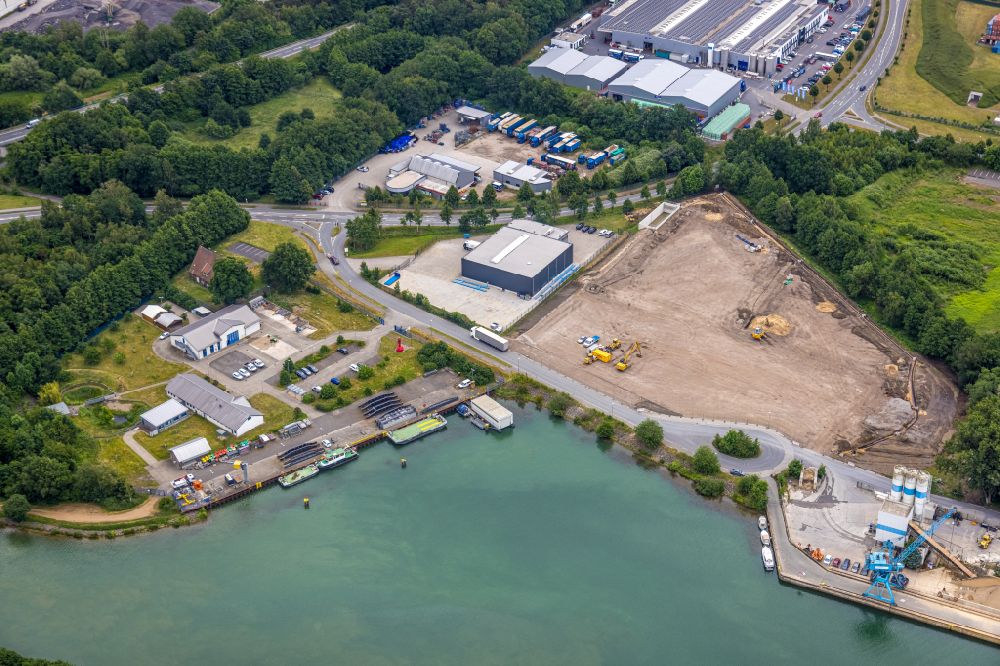 Aerial image Dorsten - Construction site with development works and embankments works of Suden GmbH on street Buerer Strasse in Dorsten at Ruhrgebiet in the state North Rhine-Westphalia, Germany