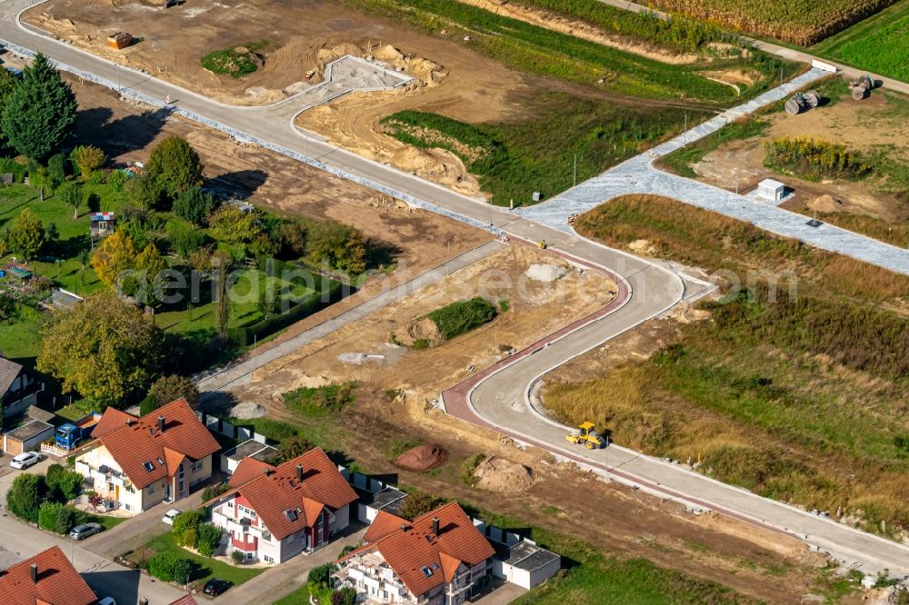 Aerial photograph Orschweier - Construction site with development works and embankments works Wohngebiet in Orschweier in the state Baden-Wurttemberg, Germany