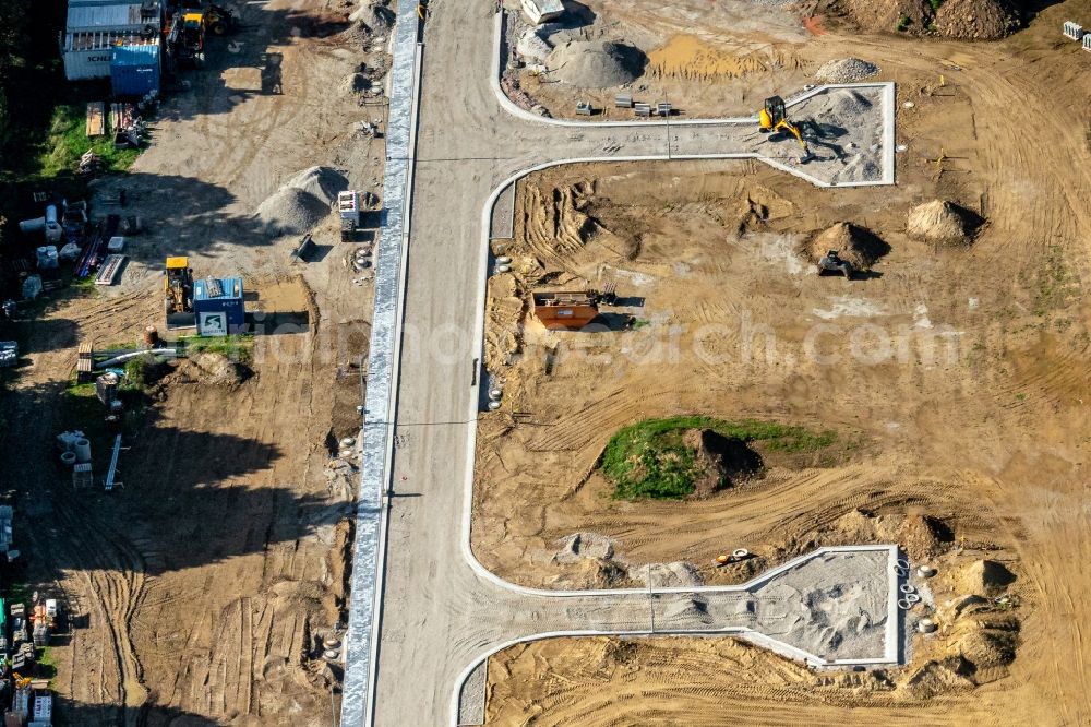 Aerial image Orschweier - Construction site with development works and embankments works Wohngebiet in Orschweier in the state Baden-Wurttemberg, Germany