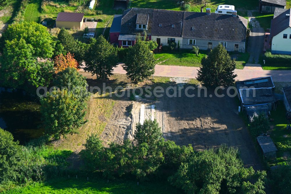 Aerial photograph Groß Daberkow - Construction site with development, foundation, earth and landfill works for a single family home in Gross Daberkow in the state Mecklenburg - Western Pomerania, Germany