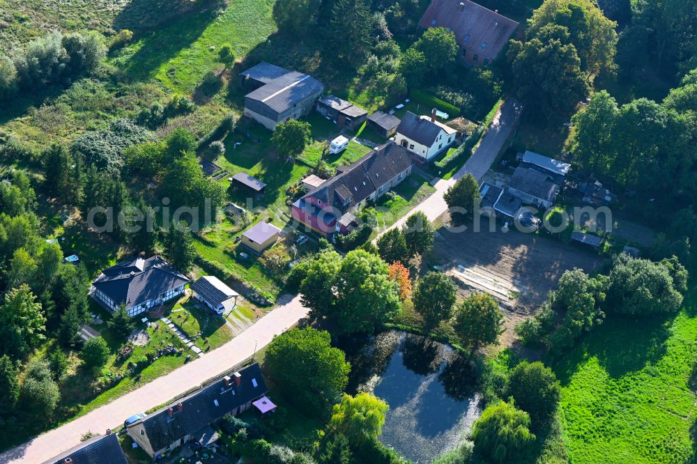 Groß Daberkow from above - Construction site with development, foundation, earth and landfill works for a single family home in Gross Daberkow in the state Mecklenburg - Western Pomerania, Germany