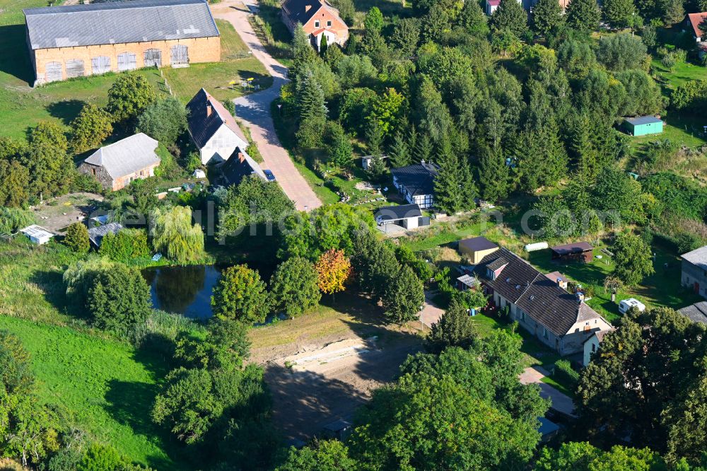Aerial image Groß Daberkow - Construction site with development, foundation, earth and landfill works for a single family home in Gross Daberkow in the state Mecklenburg - Western Pomerania, Germany