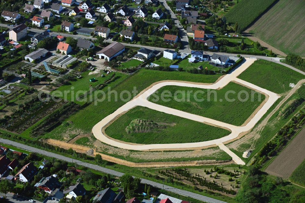 Aerial image Lauingen - Construction site with development, foundation, earth and landfill works along the Ostendstrasse in Lauingen in the state Bavaria, Germany