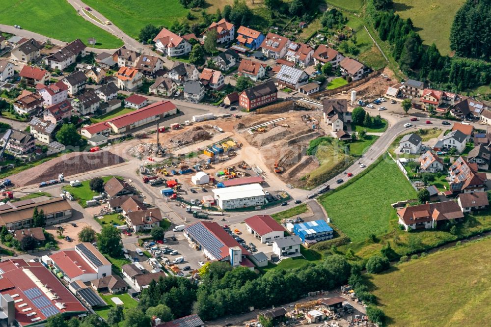 Aerial photograph Winden im Elztal - Construction site with development, foundation, earth and landfill works Im Ortskern in Winden im Elztal in the state Baden-Wuerttemberg, Germany
