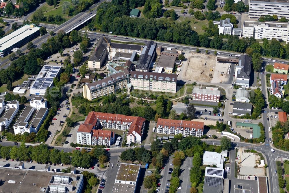 Göttingen from above - Construction site for a new extension to the hospital grounds Evangelisches Krankenhaus Goettingen-Weende in the district Weende in Goettingen in the state Lower Saxony, Germany