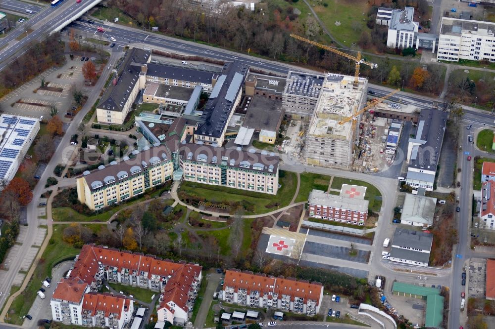 Aerial image Göttingen - Construction site for a new extension to the hospital grounds Evangelisches Krankenhaus Goettingen-Weende in the district Weende in Goettingen in the state Lower Saxony, Germany
