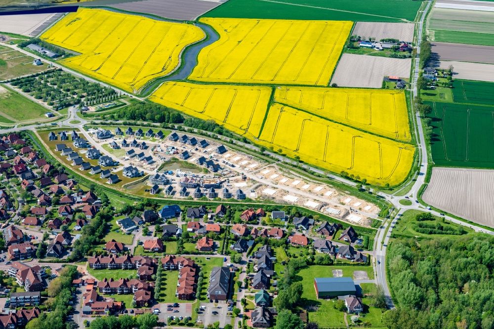 Aerial image Büsum - Construction site of holiday house plant of the park Nordsee Resort Buesum in Buesum in the state Schleswig-Holstein, Germany