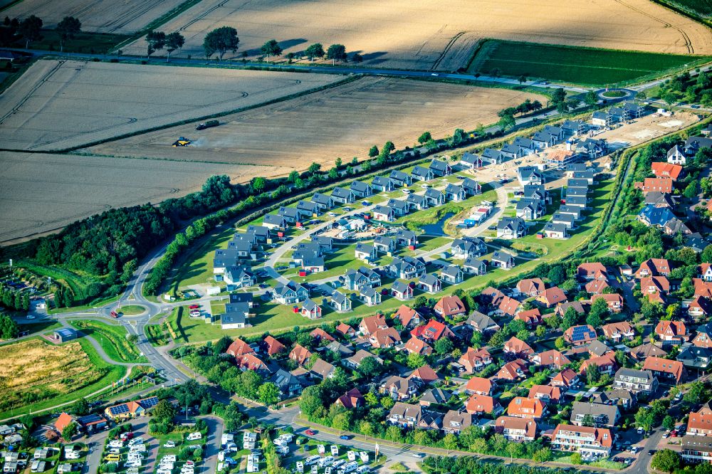 Aerial photograph Büsum - Construction site of holiday house plant of the park Nordsee Resort Buesum in Buesum in the state Schleswig-Holstein, Germany