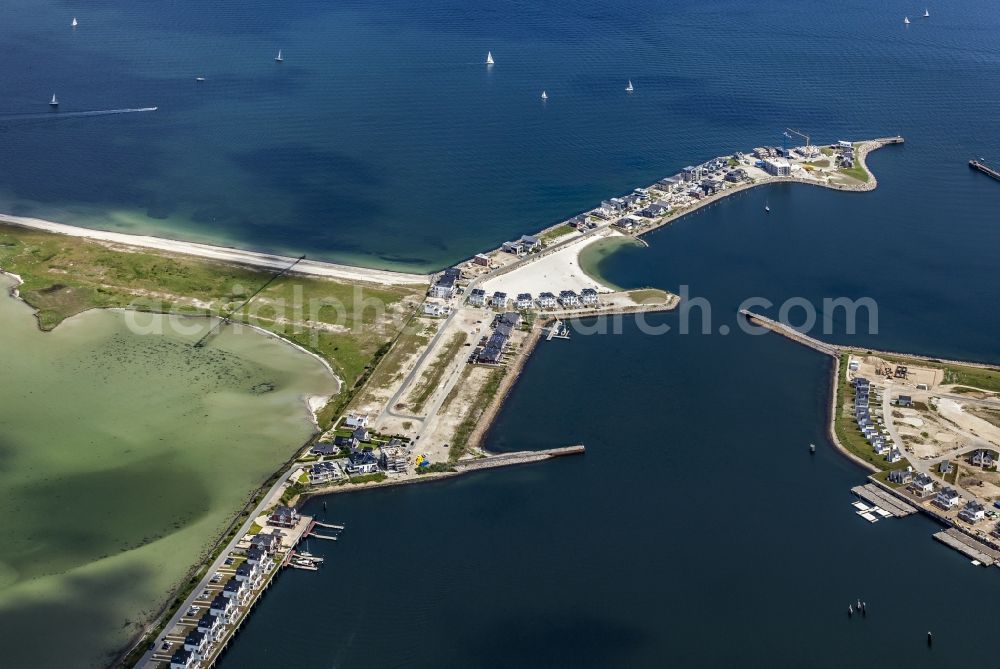 Aerial image Olpenitz - Construction site of holiday house plant of the park Ostsee Resort in Olpenitz in the state Schleswig-Holstein, Germany