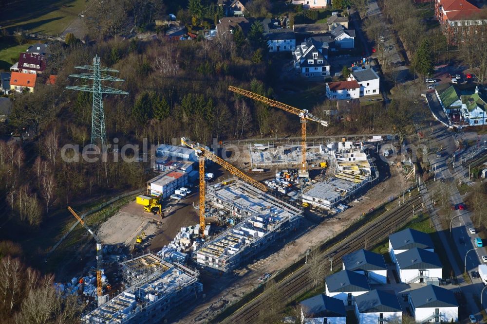 Aerial photograph Hamburg - Construction site for the new building of Asylum accommodation buildings on Holssteiner Chaussee in the district Eimsbuettel in Hamburg, Germany