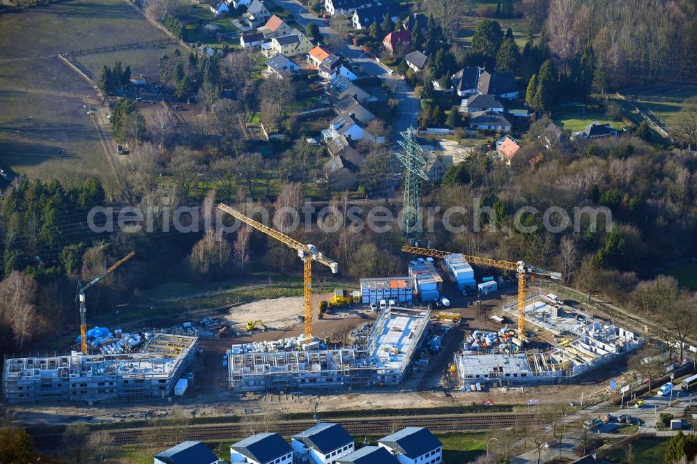Aerial image Hamburg - Construction site for the new building of Asylum accommodation buildings on Holssteiner Chaussee in the district Eimsbuettel in Hamburg, Germany