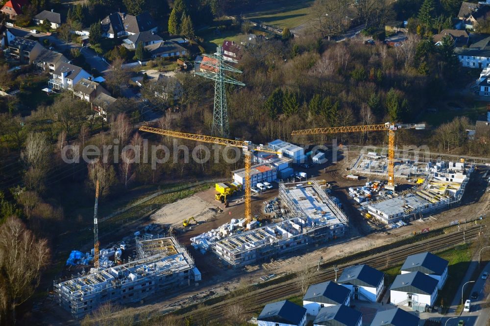 Aerial photograph Hamburg - Construction site for the new building of Asylum accommodation buildings on Holssteiner Chaussee in the district Eimsbuettel in Hamburg, Germany