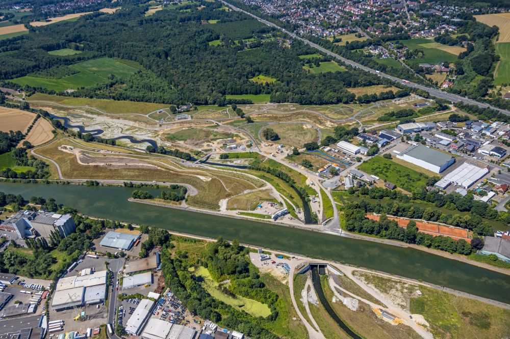 Aerial image Habinghorst - Construction site on the course of the river Emscher in Habinghorst in the Ruhr area in the state North Rhine-Westphalia, Germany