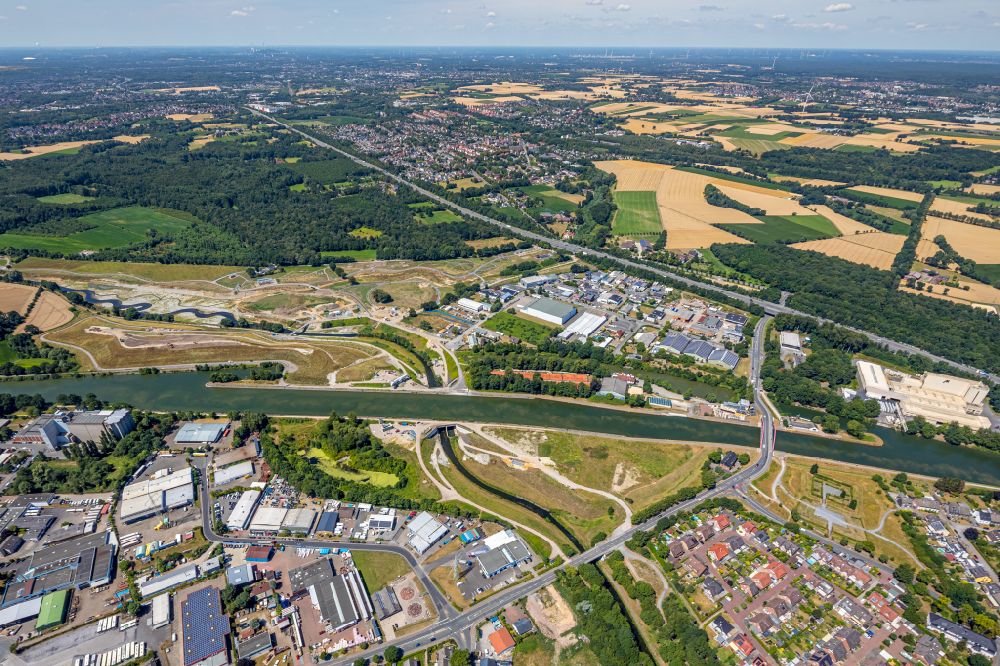 Habinghorst from the bird's eye view: Construction site on the course of the river Emscher in Habinghorst in the Ruhr area in the state North Rhine-Westphalia, Germany