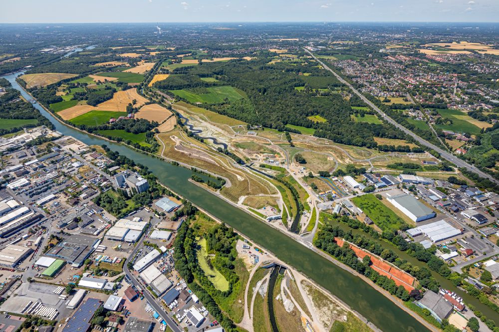 Habinghorst from the bird's eye view: Construction site on the course of the river Emscher in Habinghorst in the Ruhr area in the state North Rhine-Westphalia, Germany