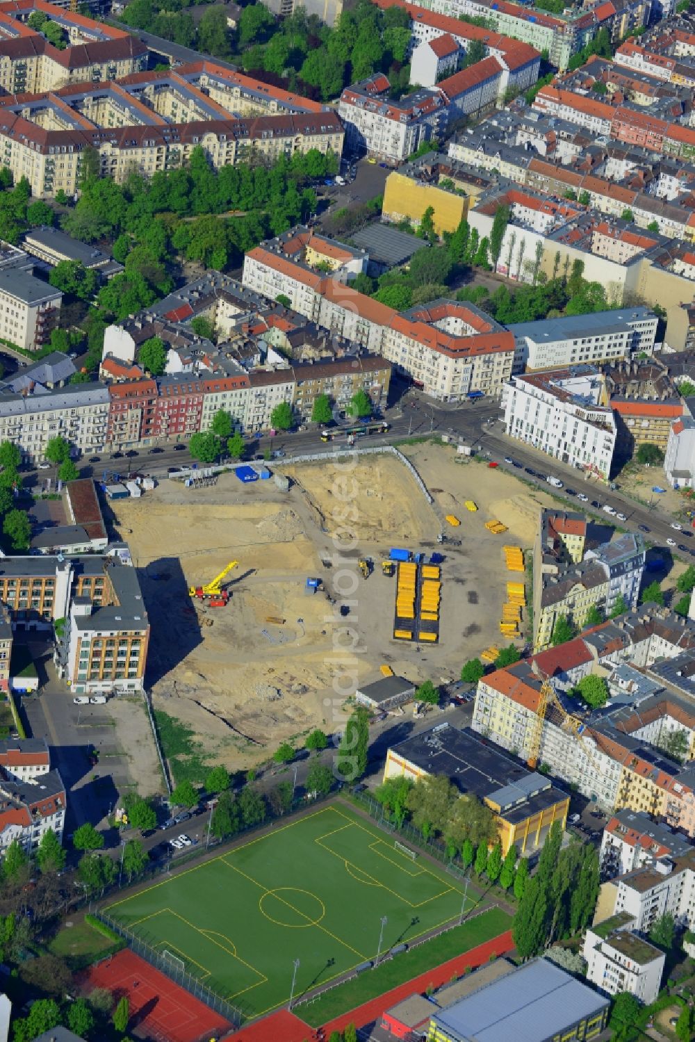 Aerial photograph Berlin - Site Freudenberg complex in the residential area of the Boxhagener Strasse in Berlin Friedrichshain