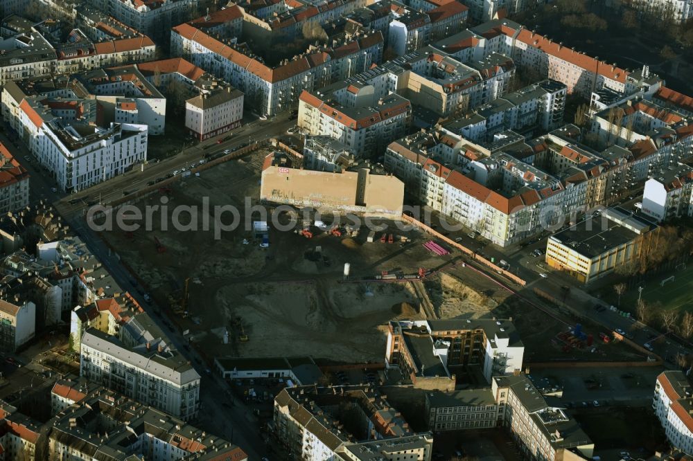 Berlin from the bird's eye view: Site Freudenberg complex in the residential area of the Boxhagener Strasse in Berlin Friedrichshain