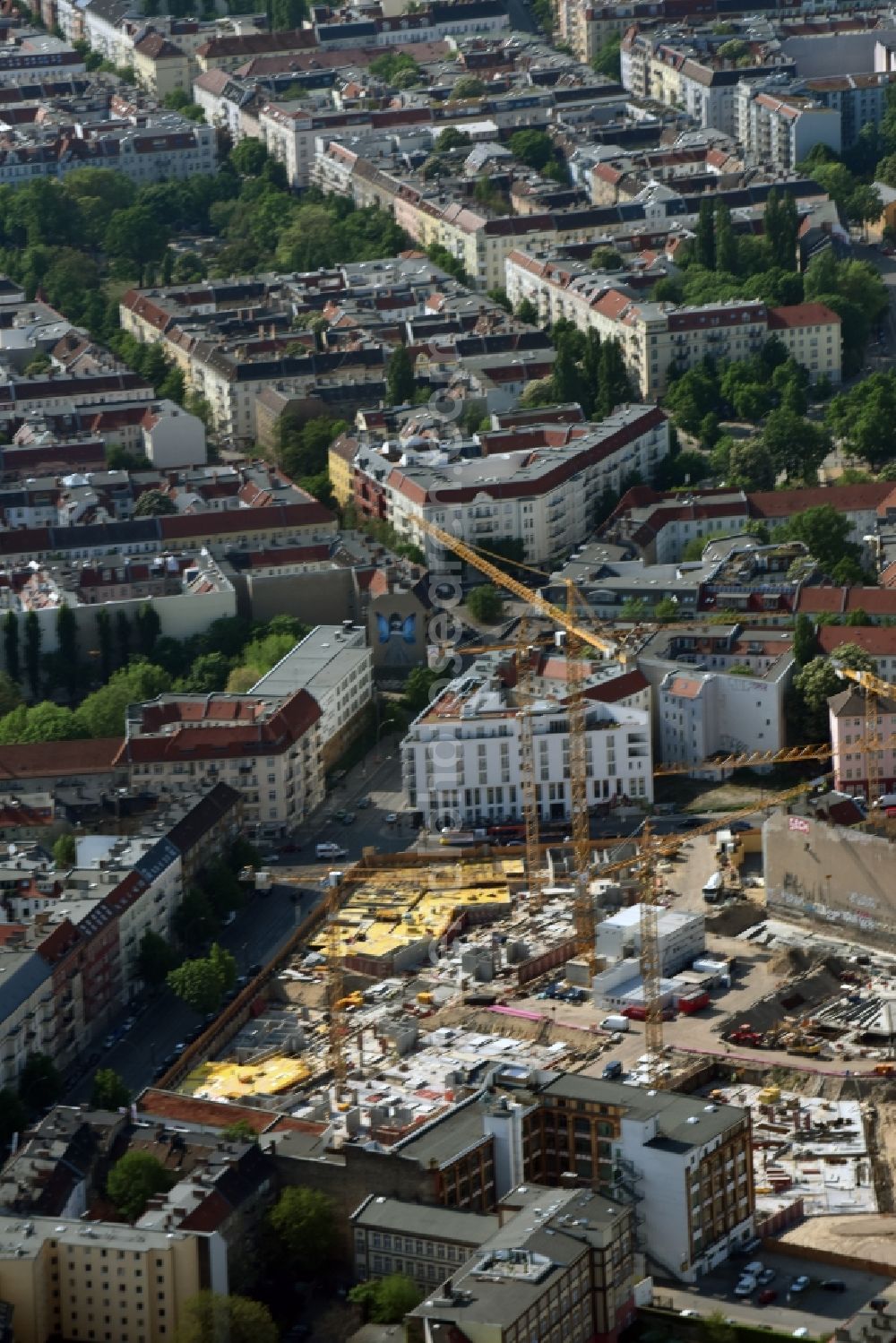 Aerial photograph Berlin - Site Freudenberg complex in the residential area of the Boxhagener Strasse in Berlin Friedrichshain