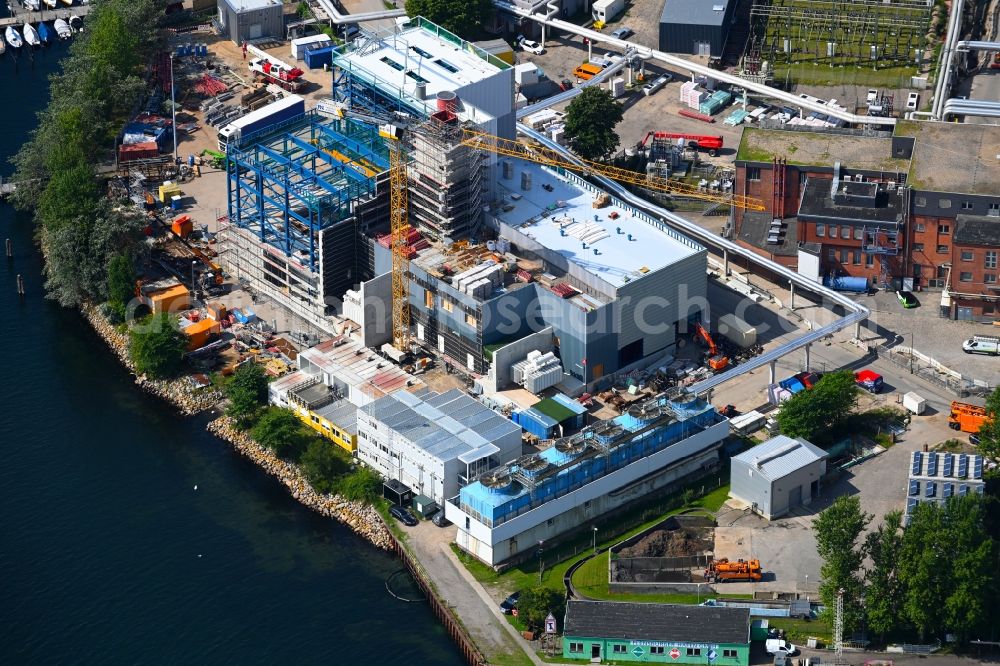 Aerial image Flensburg - Construction site to build a new combined cycle power plant with gas and steam turbine systems on Strandweg in the district Nordstadt in Flensburg in the state Schleswig-Holstein, Germany