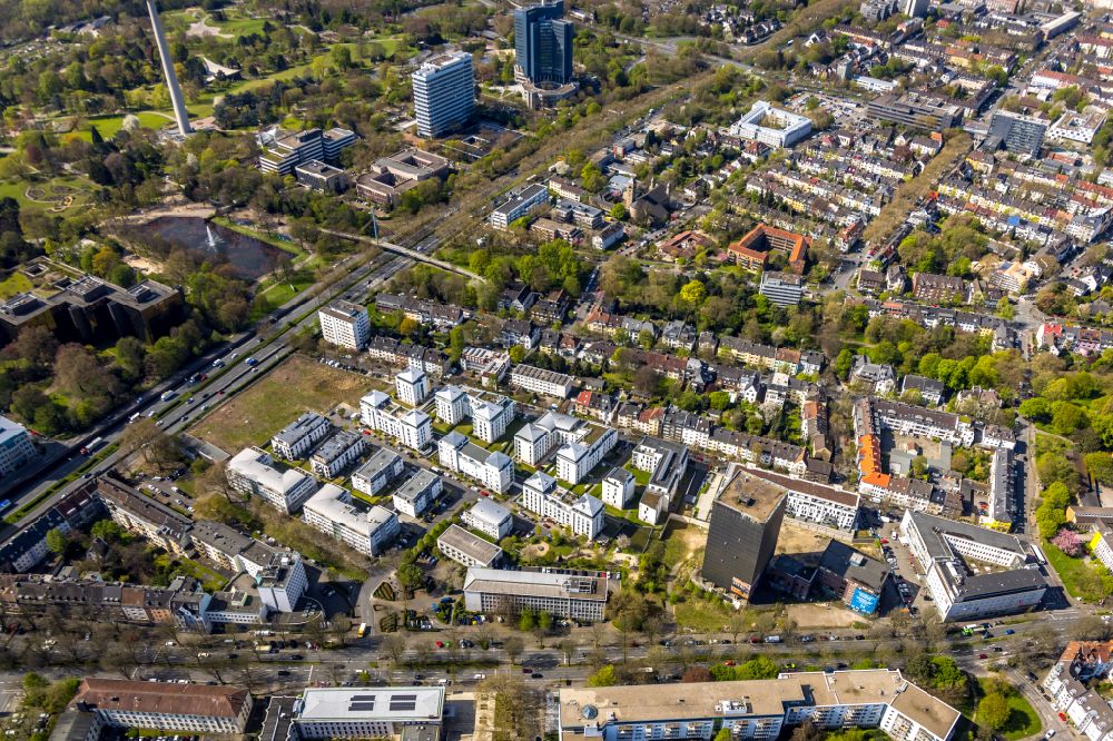 Aerial image Dortmund - Construction site on the site of the industrial ruin Kronenturm for the construction of a residential building on Kronenstrasse in the district Innenstadt-Ost in Dortmund in the Ruhr area in the state North Rhine-Westphalia, Germany