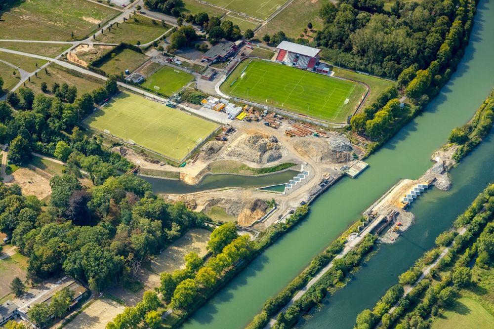 Aerial image Hamm - Construction site of the canal works on the course of the Datteln-Hamm-Kanal and Ahse in Hamm in the state North Rhine-Westphalia, Germany