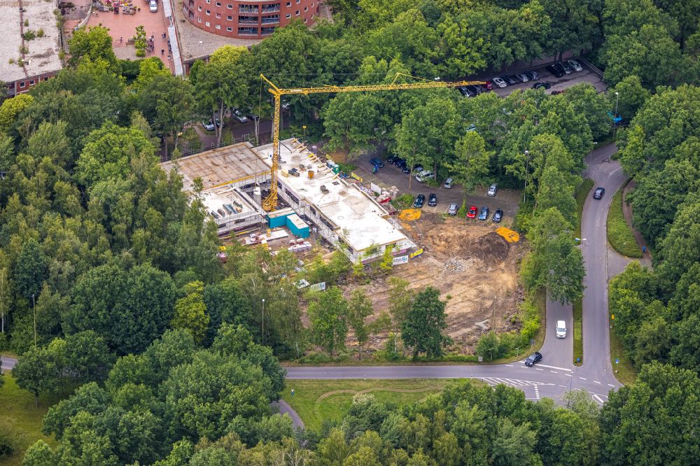 Barkenberg from the bird's eye view: New construction site for the construction of a kindergarten building and Nursery school on Kampstrasse in Barkenberg at Ruhrgebiet in the state North Rhine-Westphalia, Germany