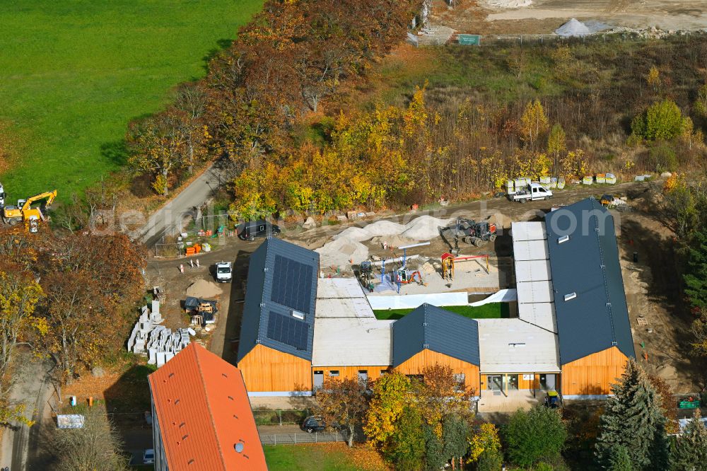 Aerial photograph Biesenthal - New construction site for the construction of a kindergarten building and Nursery school in Biesenthal in the state Brandenburg, Germany