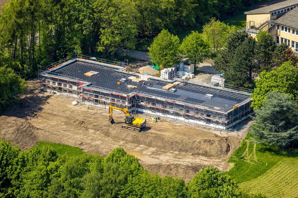 Aerial image Volmarstein - New construction site for the construction of a kindergarten building and Nursery school on street Am Gruenewald in Volmarstein at Ruhrgebiet in the state North Rhine-Westphalia, Germany