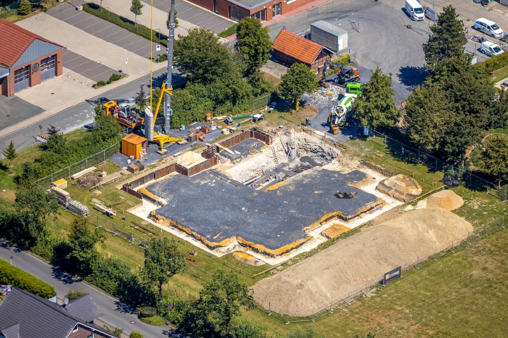 Aerial photograph Walstedde - New construction site for the construction of a kindergarten building and Nursery school KitacHoppeditz on street Boecken in Walstedde in the state North Rhine-Westphalia, Germany