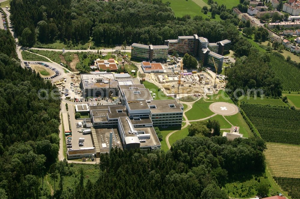 Aerial image Friedrichshafen - Construction site of the hospital grounds of the Clinic Klinikum Friedrichshafen in the district Manzell in Friedrichshafen in the state Baden-Wuerttemberg, Germany