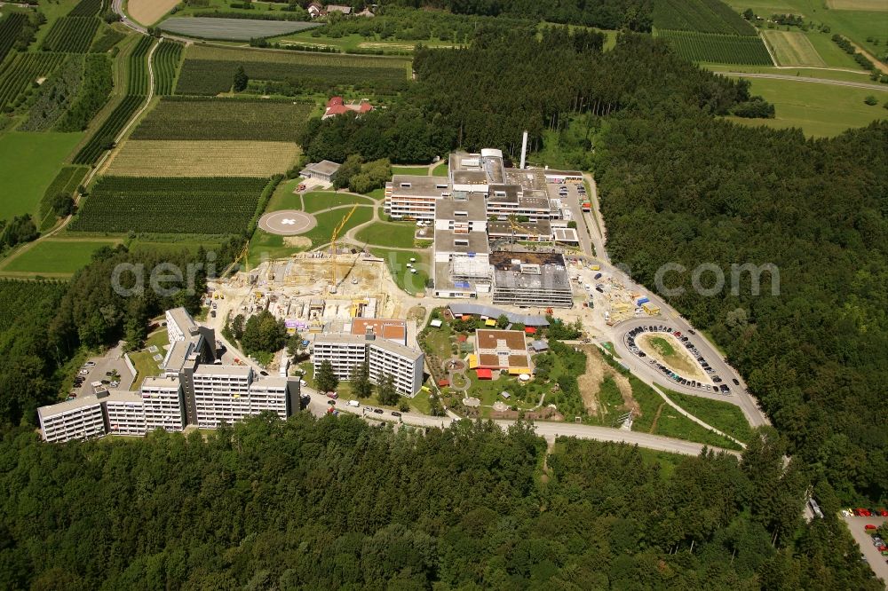 Aerial photograph Friedrichshafen - Construction site of the hospital grounds of the Clinic Klinikum Friedrichshafen in the district Manzell in Friedrichshafen in the state Baden-Wuerttemberg, Germany
